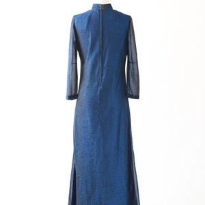 70s blue lurex maxi dress image 7