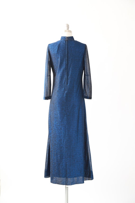 70s blue lurex maxi dress - image 7