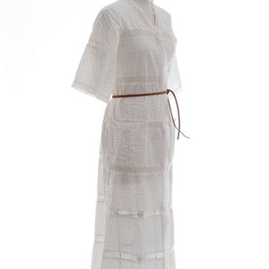 Vintage 70s Mexican white cotton crochet Dress image 6