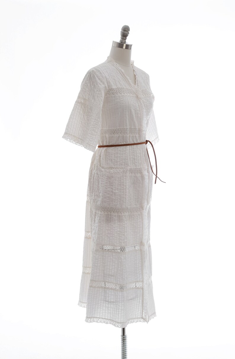 Vintage 70s Mexican white cotton crochet Dress image 6