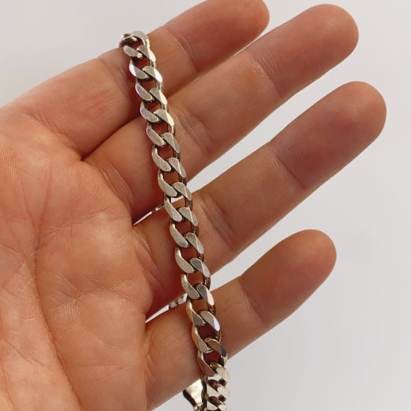 Vintage Italian Sterling Silver cuban link bracelet 9"