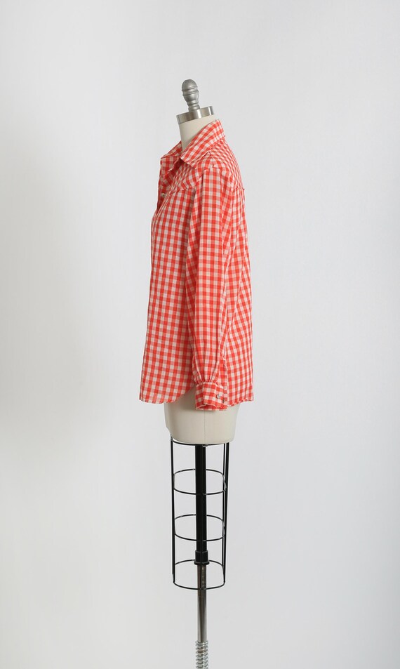 Vintage 70s Wrangler Red + white Gingham western … - image 6