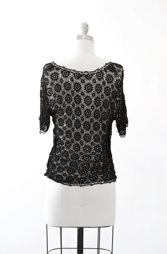 Vintage 40s 50s black crochet blouse - image 7