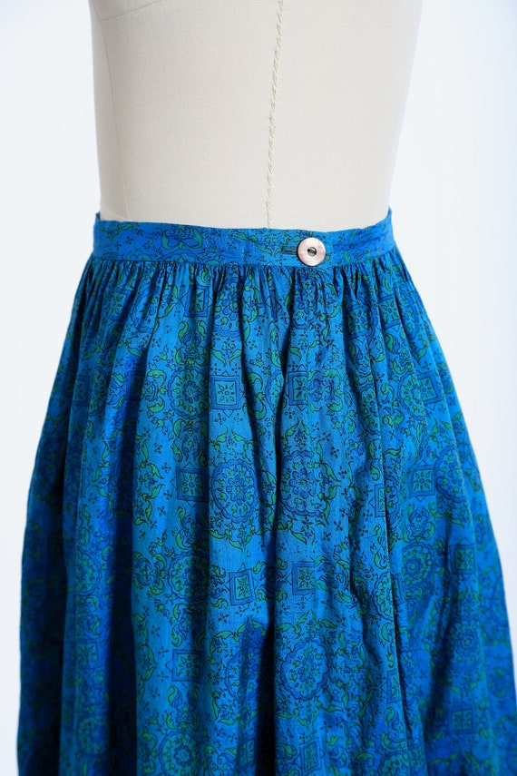 50s silk skirt | Vintage 1950s blue + green flora… - image 6