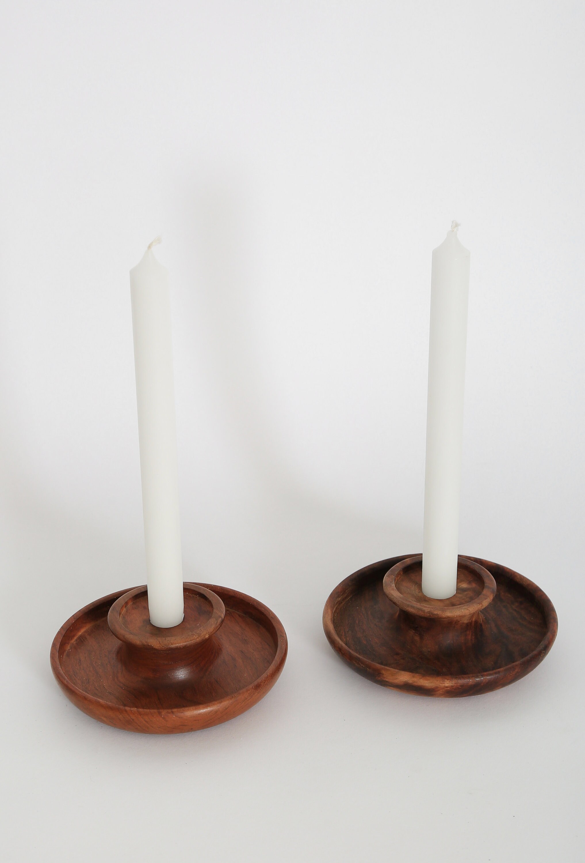 Vintage Walnut Turned Wood Candle Stick Holders Pair - Etsy Australia