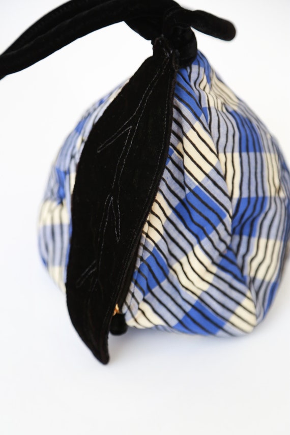 Vintage 40s velvet purse | 1940s single strap lea… - image 3