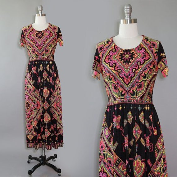 Baroque maxi dress | Vintage 60s Abstract floral P
