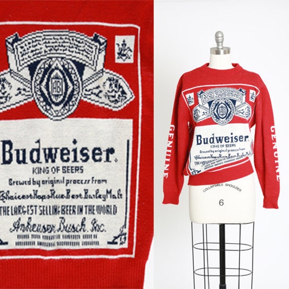 Budweiser sweater | Vintage 80s Budweiser Beer kni