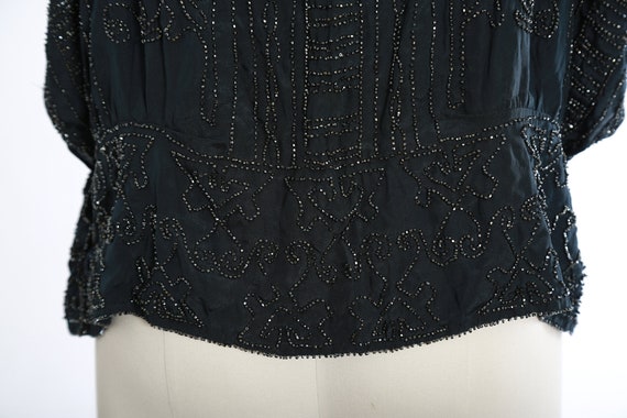 Antique Vintage 20s French silk beaded blouse | 1… - image 10