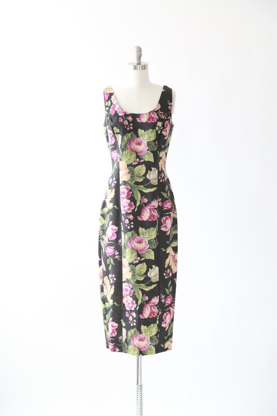 90s dark floral maxi dress - image 2
