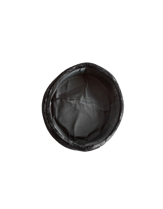 Vintage 50s black velvet rhinestone Beret hat - image 7