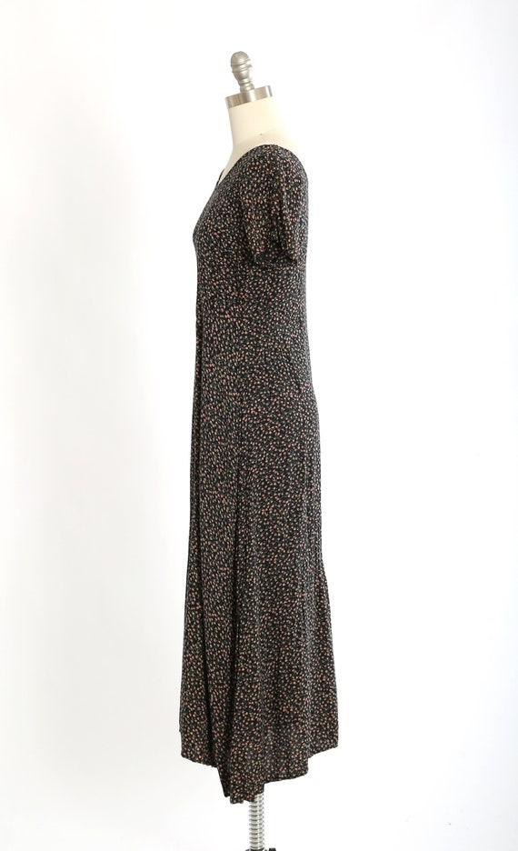 Vintage 90s Dark floral bias cut rayon midi dress - image 5