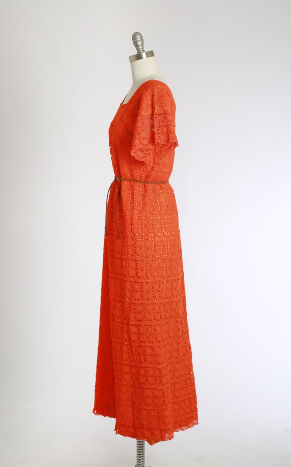 70s Mexican crochet maxi dress | Vintage 1970s Or… - image 6