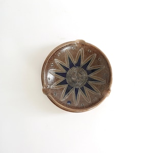 Vintage Mid century Modern Greman stonewear ceramic flower ashtray
