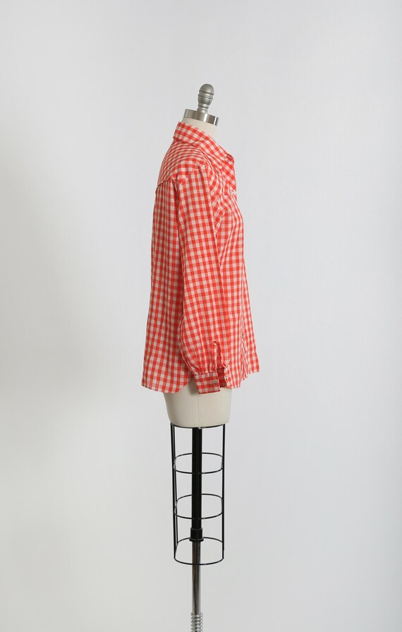 Vintage 70s Wrangler Red + white Gingham western … - image 5