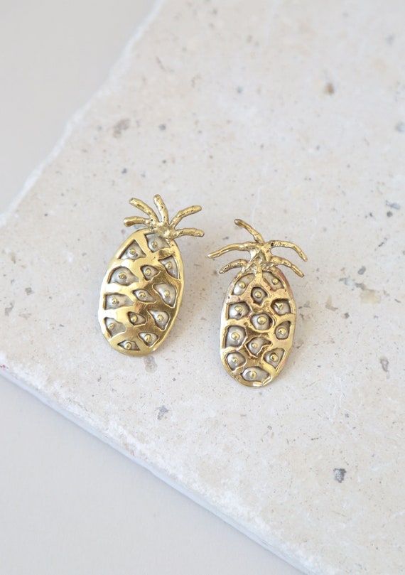 Brutalist pineapple earrings | Vintage Modernist e