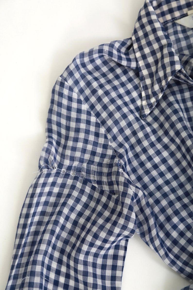 Levis Gingham shirt | Vintage 70s Levis blue + white Gingham button Shirt image 6