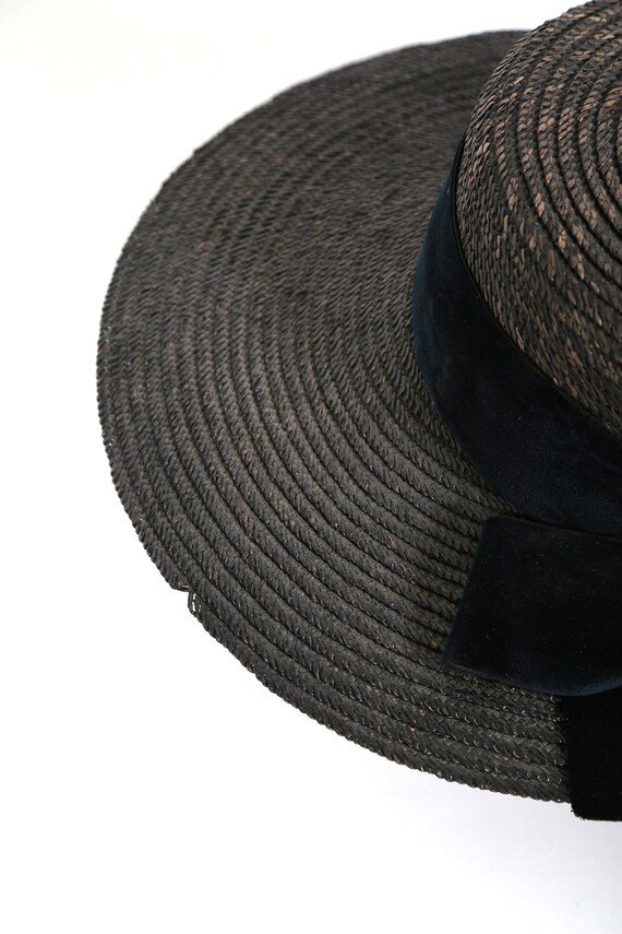 40s straw hat | Vintage 1940s large brim black st… - image 7