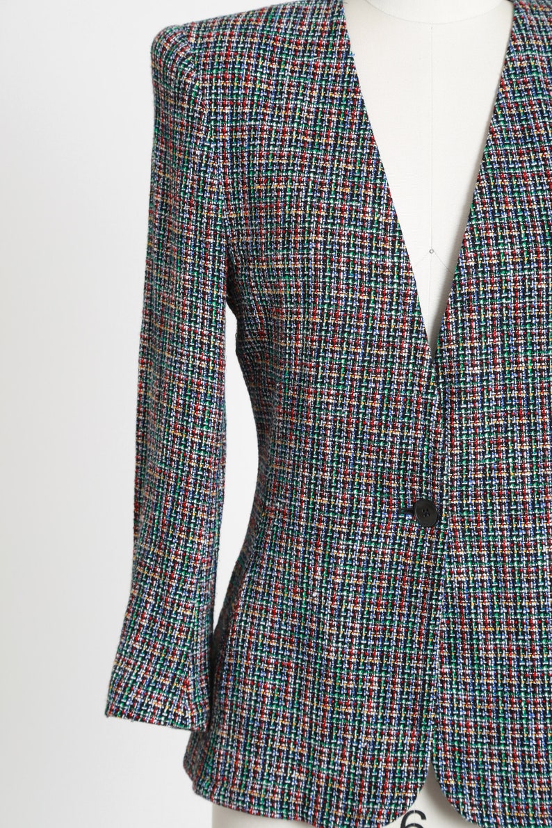 Rainbow blazer Vintage 90s Liz Claiborne woven rainbow blazer image 2