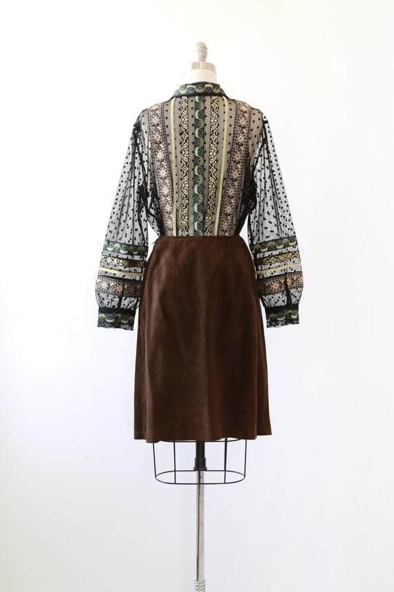 Vintage 60s brown suede leather mini skirt - image 6