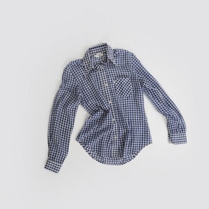 Levis Gingham shirt | Vintage 70s Levis blue + white Gingham button Shirt image 5