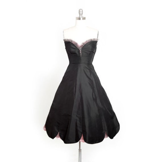 50s couture Seymour silk dress | Vintage 50s black