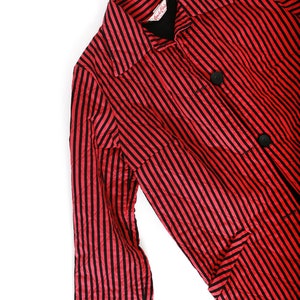 50s quilted jacket Vintage 1950s pink black striped cotton jacket 1950s Carole Chris Sanforized jacket image 8