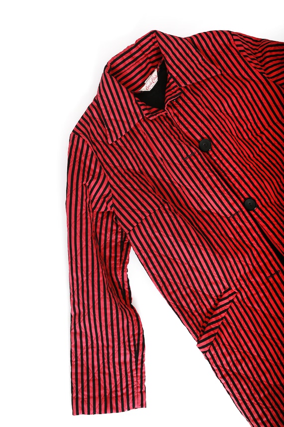 50s quilted jacket | Vintage 1950s pink + black s… - image 8