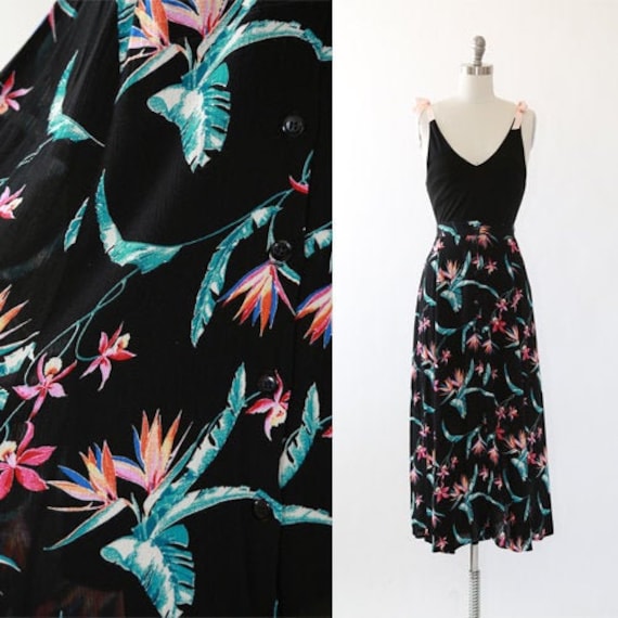 Tropical maxi skirt | Vintage 90s floral Hawaiian