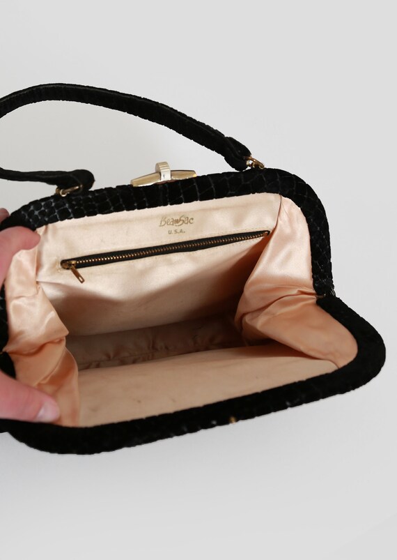 50s Velvet snake skin purse | Vintage 1950s Beau … - image 8