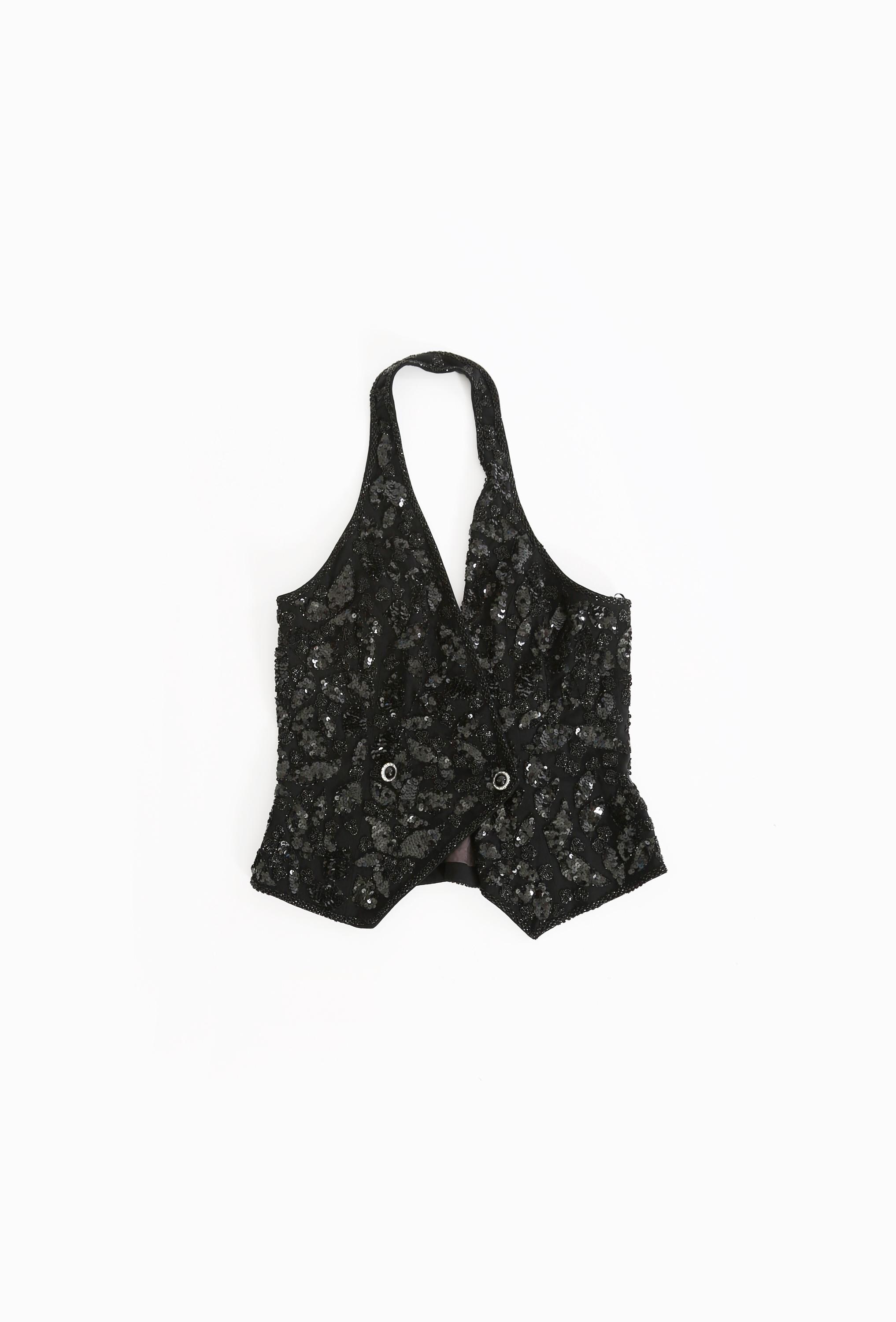 black tuxedo halter top