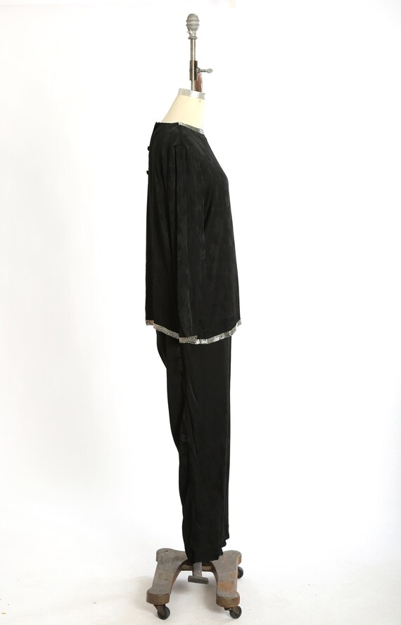 Minimalist silk set | Vintage black silk beaded 2… - image 5