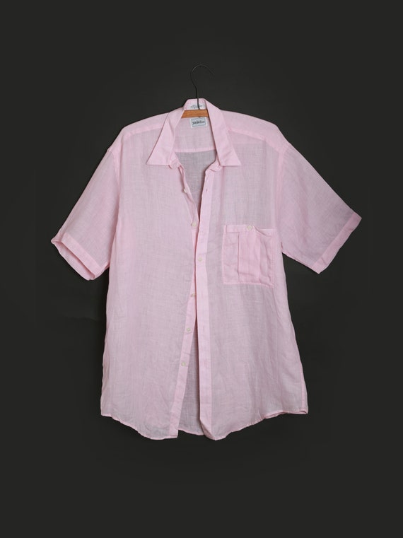 Vintage 90s Saks fits Avenue pink linen blouse - image 3