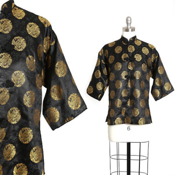 40s Pajama blouse | Vintage 40s silk Oriental Japa