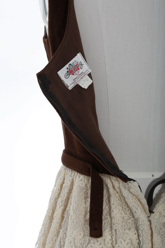Lanz floral dress | vintage 70s brown velvet embr… - image 9