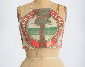 Vintage Hand made "Feedsack" halter top | Vintage 1940s halter top