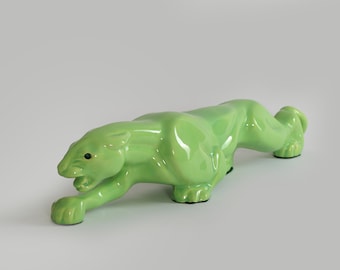 Vintage Mid century modern green Panther TV Lamp light statue