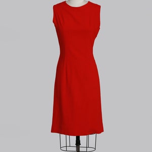 60s red wool suit Vintage 1960s red 2pc shift dress top suit Mid century Modern 2pc dress suit image 2