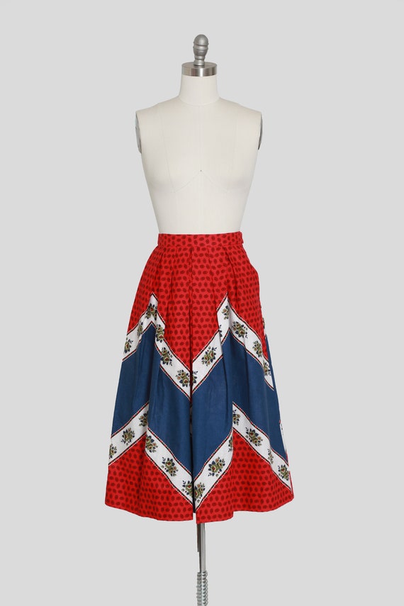 Lanz floral skirt | Vintage 50s 60s red, white an… - image 3