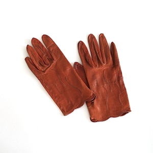 40s leather Driving gloves | Vintage 1940s brown leather gloves