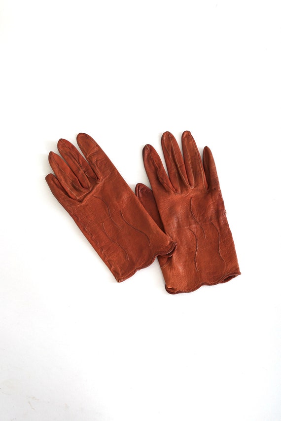 40s leather Driving gloves | Vintage 1940s brown l