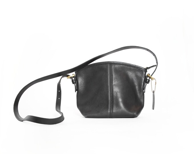 Vintage COACH Black Leather Crossbody Purse Etsy