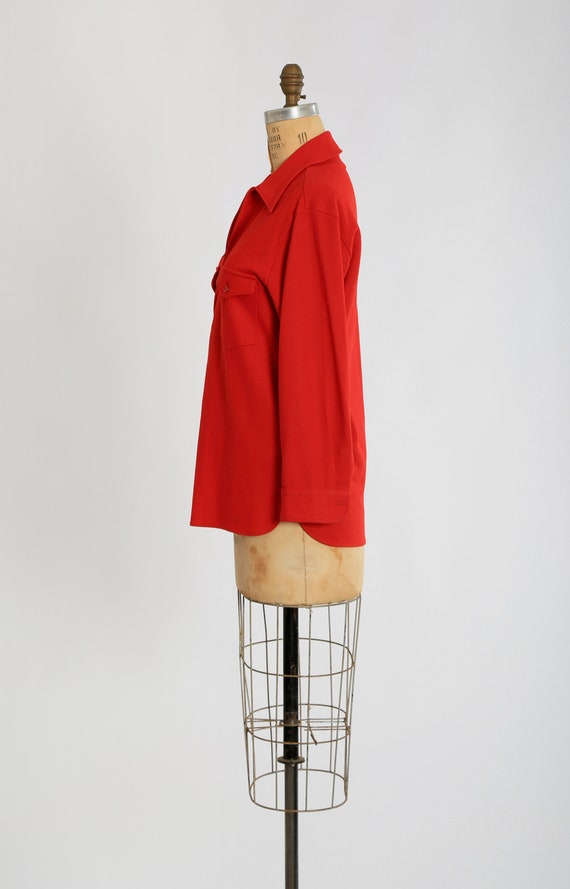 Vintage 60s 70s PENDLETON Red half zip wool shirt… - image 6