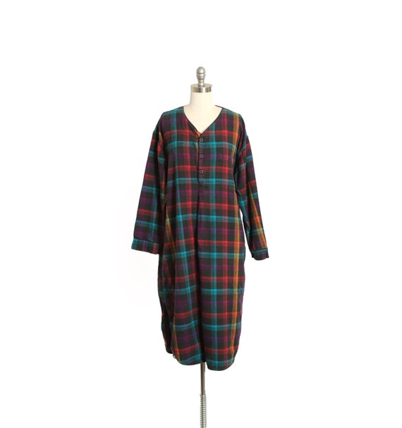 Vintage 90s Cotton Plaid Flannel Pajamas Night Dress Etsy UK