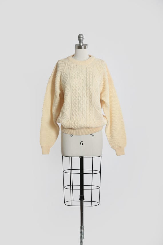 Fisherman sweater | Vintage 90s ivory cable knit fisherman sweater