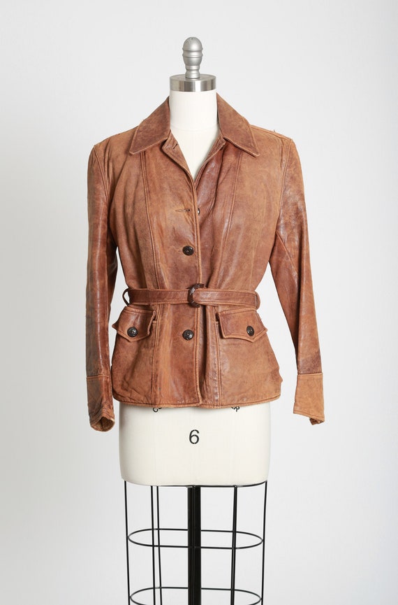 1940s 50s motorcycle leather jacket | vintage 40s