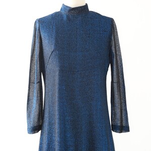 70s blue lurex maxi dress image 2