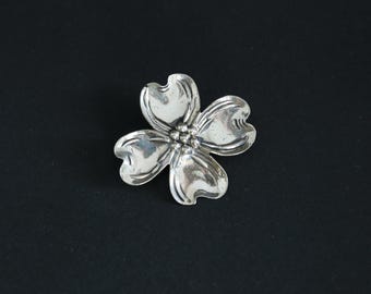 Vintage STERLING SILBER Hartriegel Blumen Anstecknadel