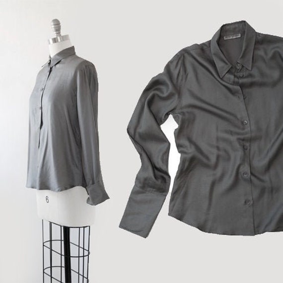 Emporio ARMANI silk dress shirt | Charcoal gray si