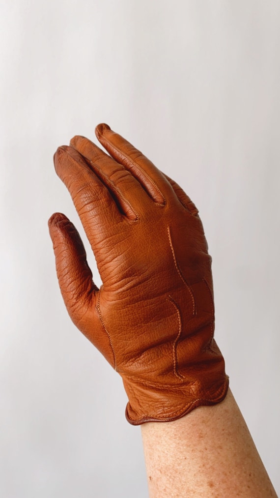 Guanti Da Guida In Pelle Vintage, Guanti In Pelle Italiana Marrone Per L'autunno E L'inverno, Nuovo Vecchio Stock - Italia - Foto 7